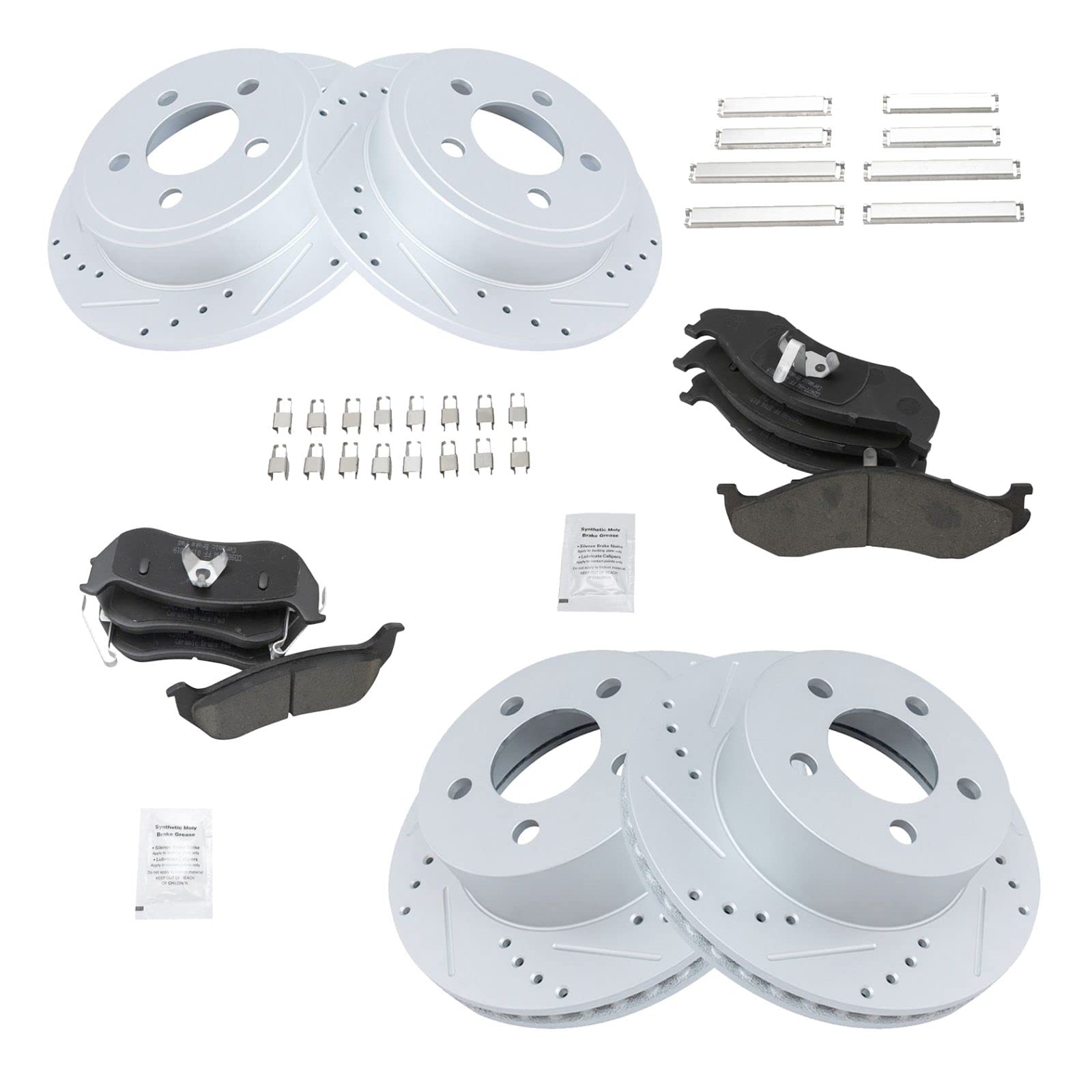 High-Performance Ceramic Brake Pads & Rotors Kit - Front & Rear G-Coated Set for 2003-2006 Jeep Wrangler - Perfect for Off-Roading & Daily Driving