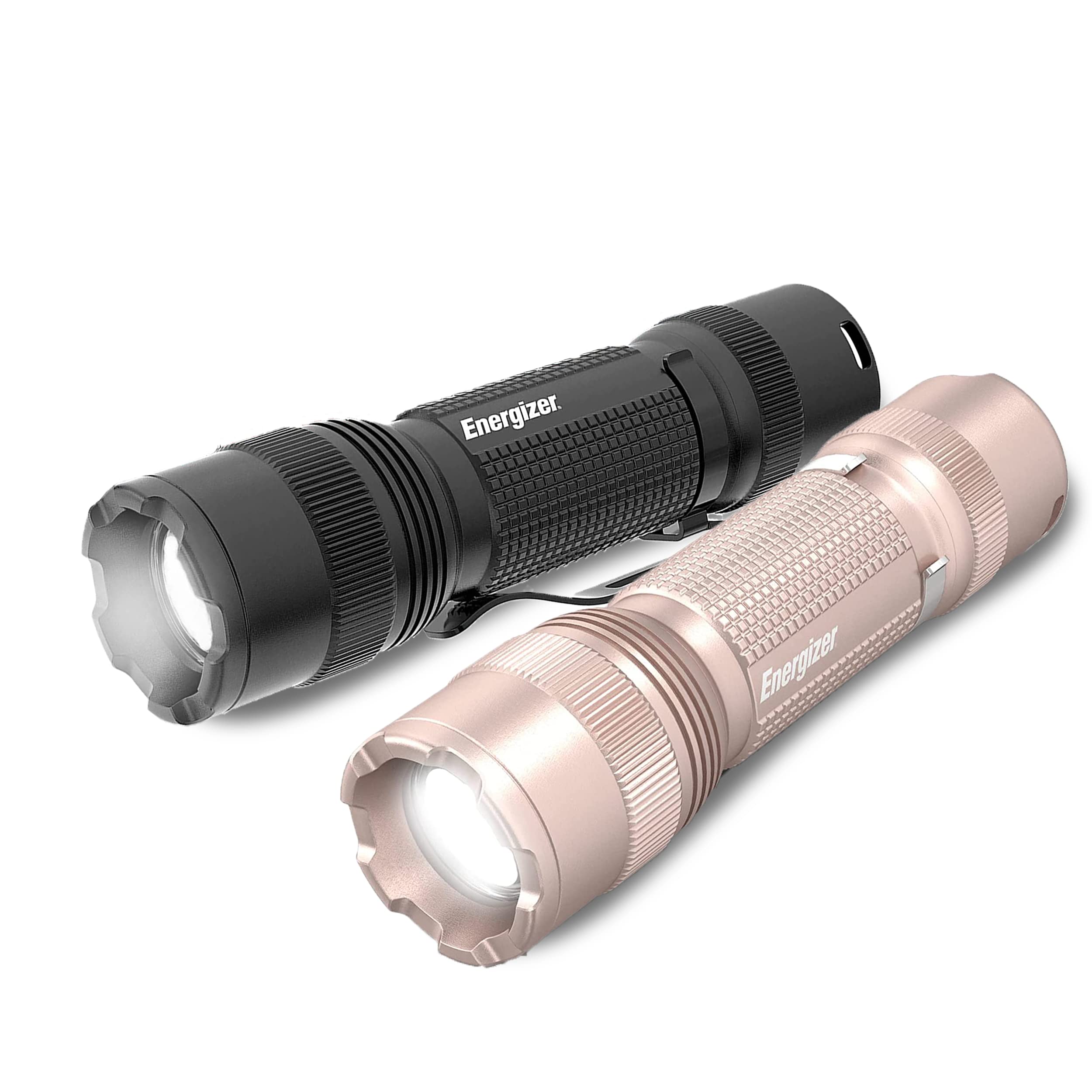 Energizer LED Tactical Flashlight - Ultra Bright 1000 Lumens Waterproof Flashlight for Camping, Hiking, Emergency & EDC - Includes Batteries (2-Pack, Black & Rose Gold) - Perfect for Outdoor Adventures & Power Outages