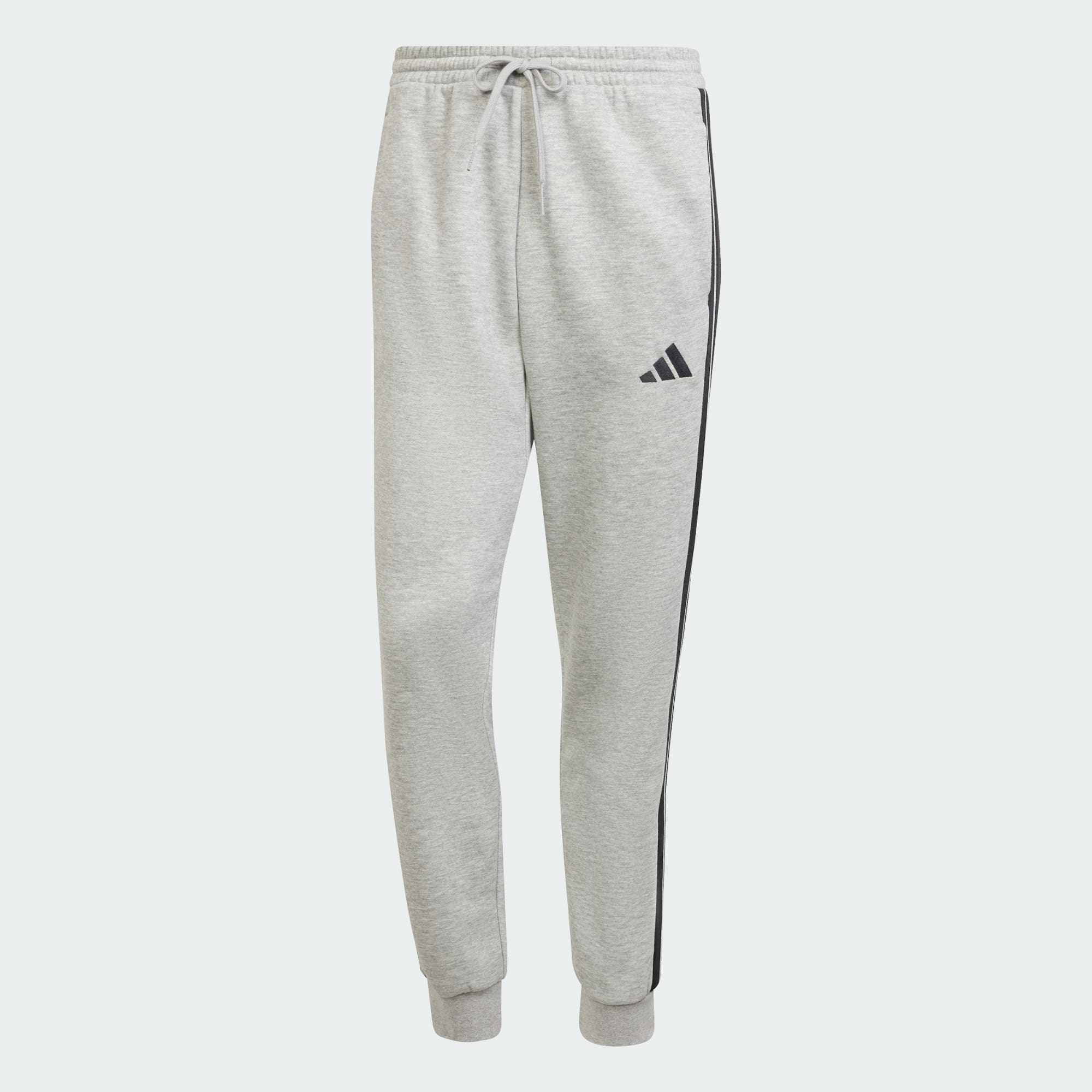 Adidas Men's 3 Stripes Fleece Grey Track Pants - Comfortable Athletic Joggers for Running, Gym & Casual Wear