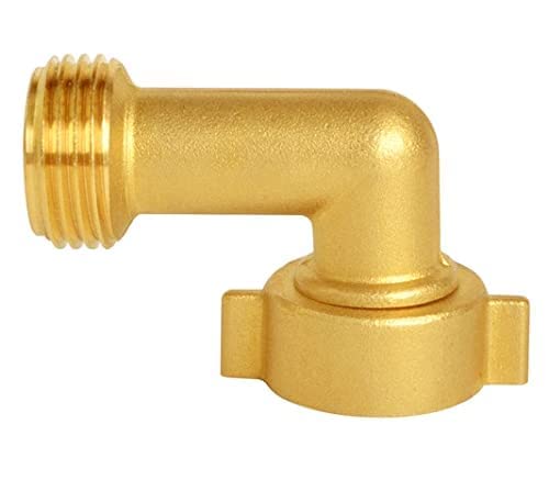 2PCS 90 Degree Brass RV Water Hose Connectors - Heavy Duty Garden Hose Fittings with 2 Washers for RV, Boat & Outdoor Watering Systems