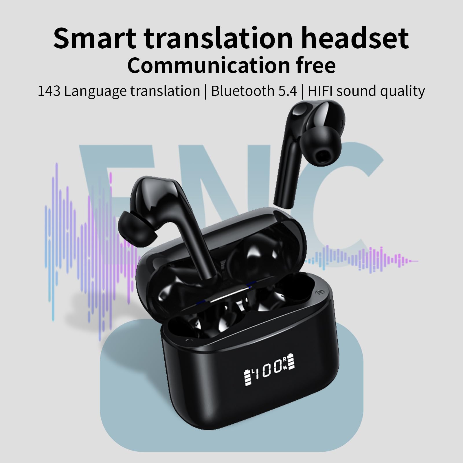 AI Translation Earbuds with Real-Time 144 Language Support | Wireless Bluetooth Translator Headphones for Travel, Business & Learning | 3-in-1 Language Translator Device with Mobile App