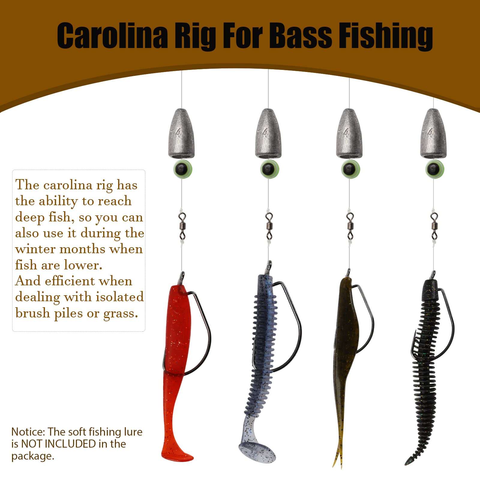 Dovesun 10/5PCS Carolina Rig Kit for Bass Fishing - Pre-Tied Fishing Rigs with Hooks, Swivels, Fluorocarbon Line & Weights - Perfect for Freshwater, Saltwater, Catfish & Bass Fishing Adventures