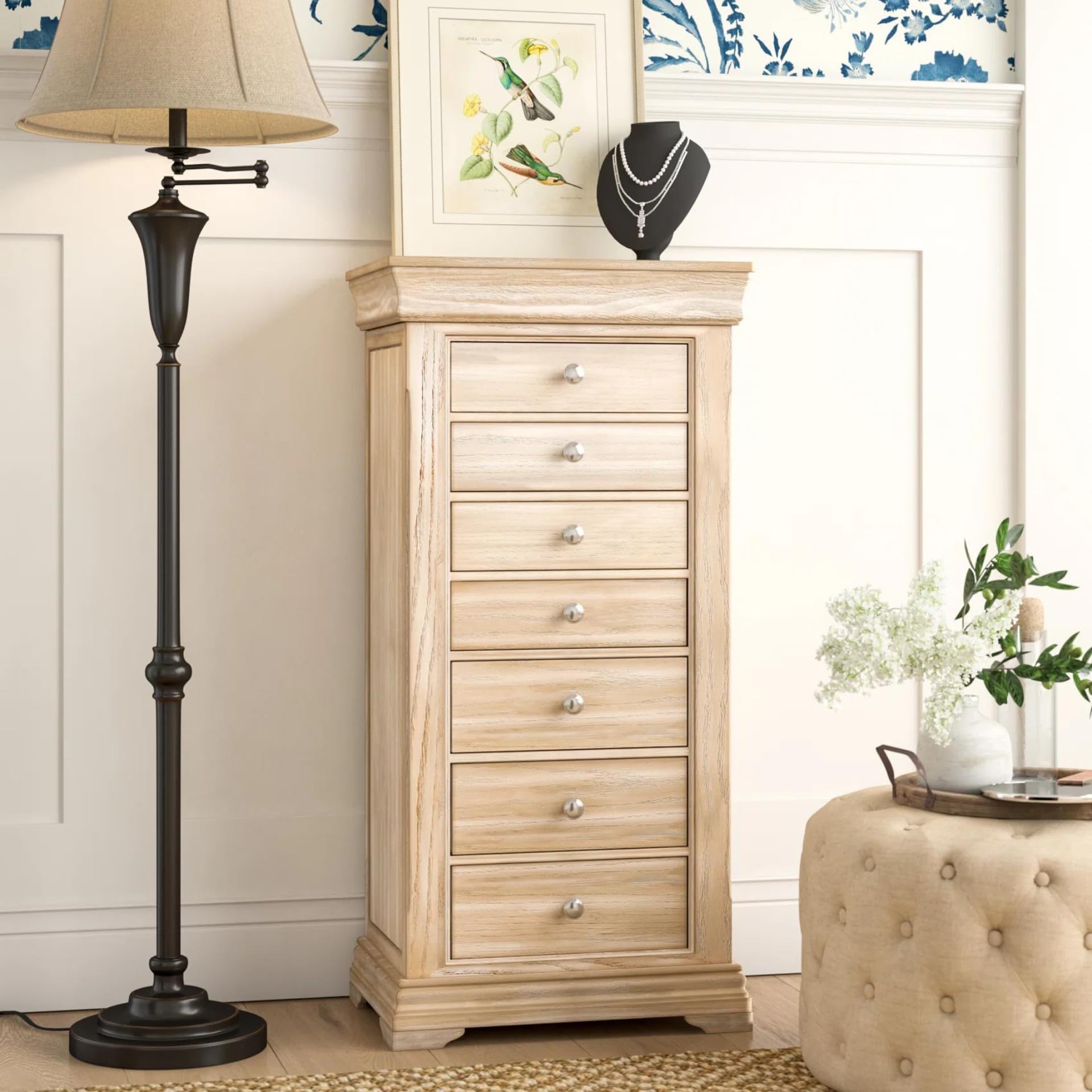 Haley Jewelry Storage Armoire for Necklaces, Rings & Earrings - Hives and Honey Taupe Organizer | Perfect for Bedroom, Closet & Travel Jewelry Organization
