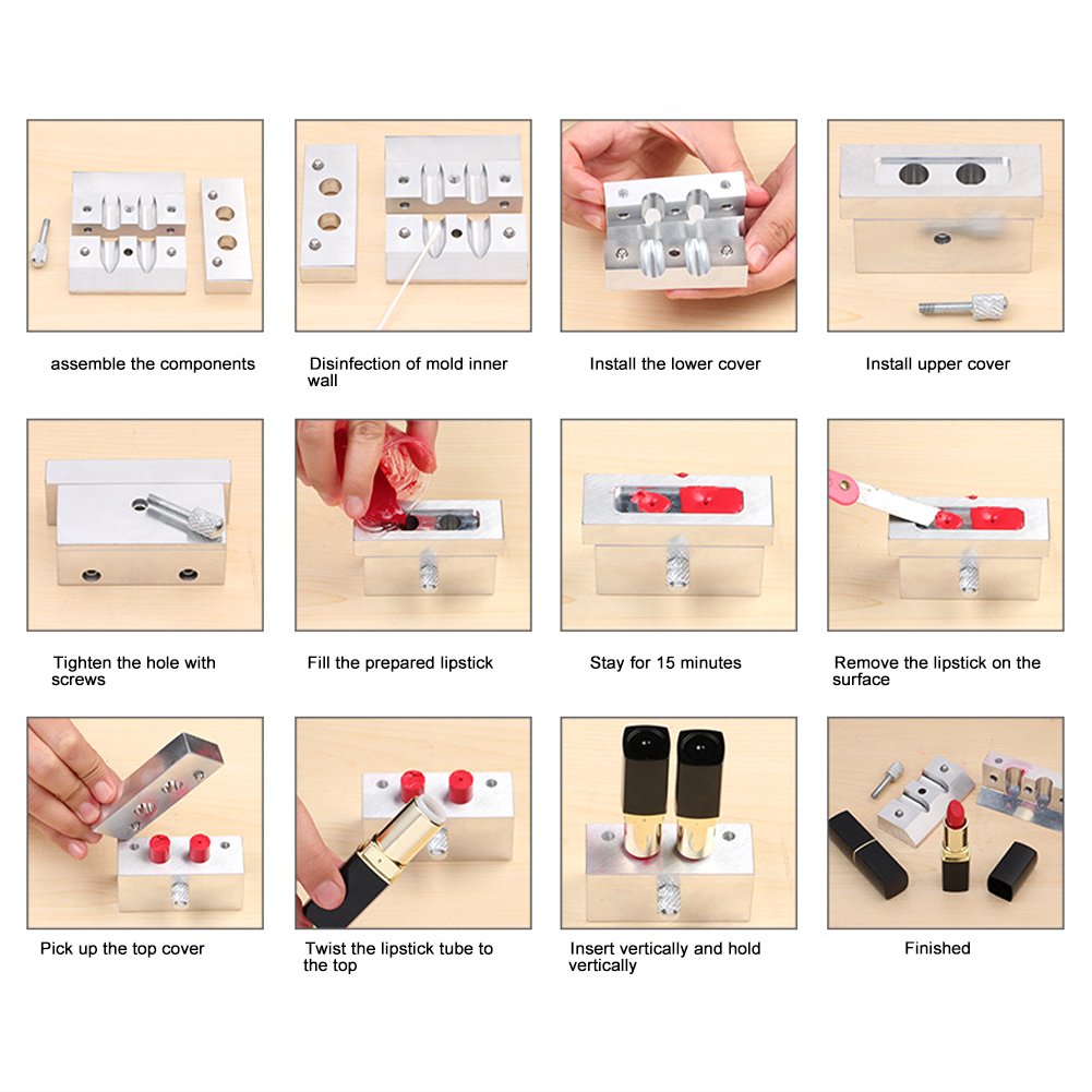 4 Cavity DIY Lipstick Mold - Aluminum Alloy Lip Balm Making Kit for Women, Home Salon & DIY Enthusiasts - Perfect for Handmade Cosmetics, Gift Making & Beauty Business Startups