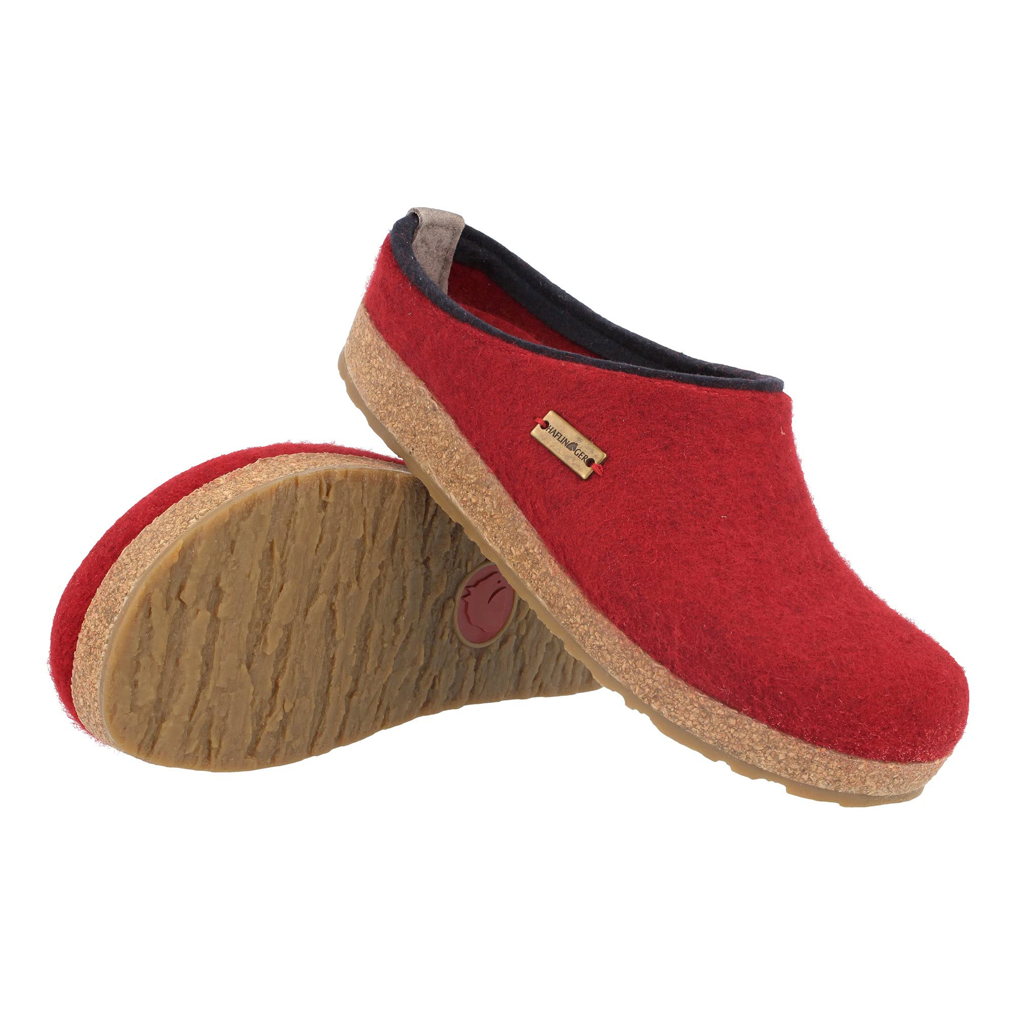 HAFLINGER Girls' Open Back Slippers - Soft Wool Comfort House Shoes for Kids, Size 6 US (42 EU), Paprika Red - Perfect for Indoor Wear, Playtime & Cozy Relaxation at Home