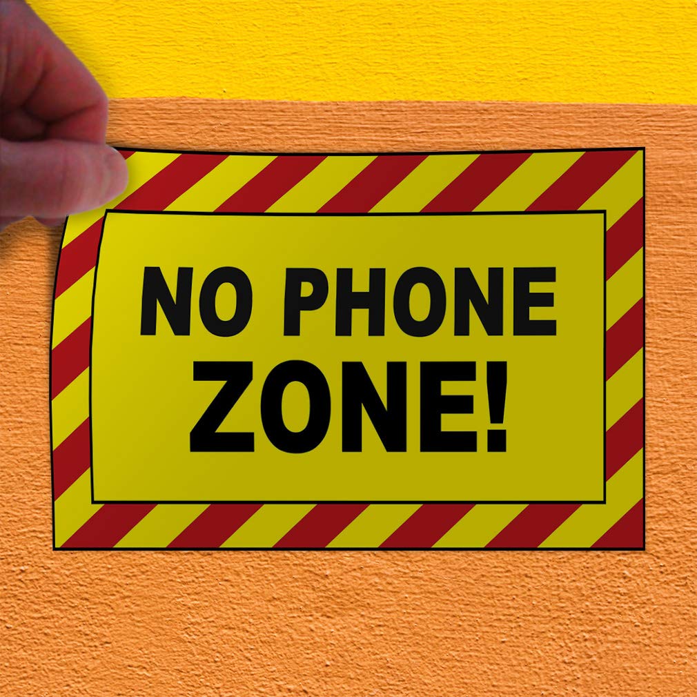 No Phone Zone Decal Stickers - 14x10in, Set of 2 for Home & Office