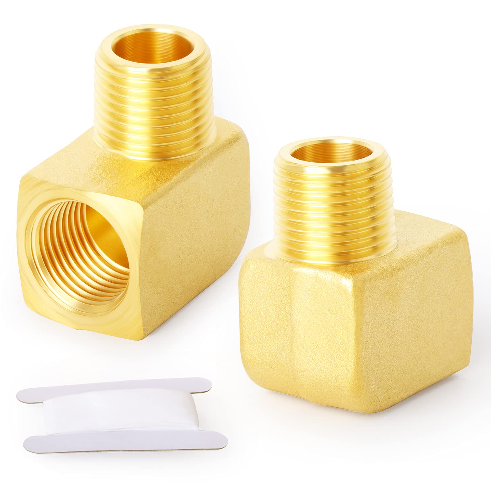 TAISHER 2PCS 90 Degree Barstock Street Elbow, 1/2 Inch NPT Male to Female Brass Pipe Fitting - Heavy Duty Plumbing Connector for Water, Gas & HVAC Systems
