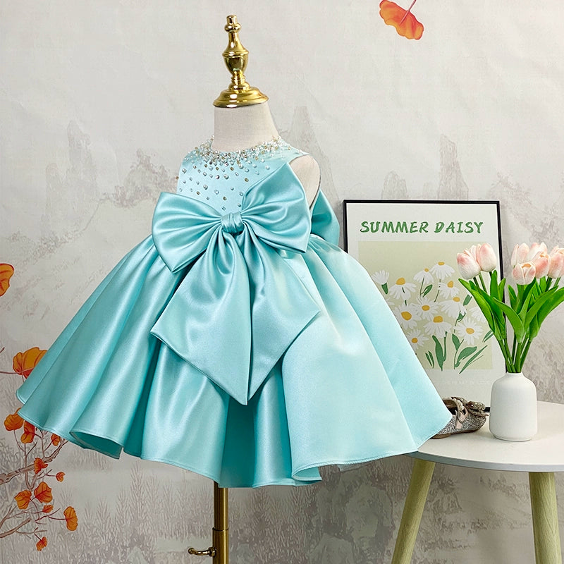 Adorable Baby Girl New Year Bow Dress - Toddler Pageant Birthday Princess Gown for Special Occasions | Perfect for Holidays, Photoshoots & Celebrations