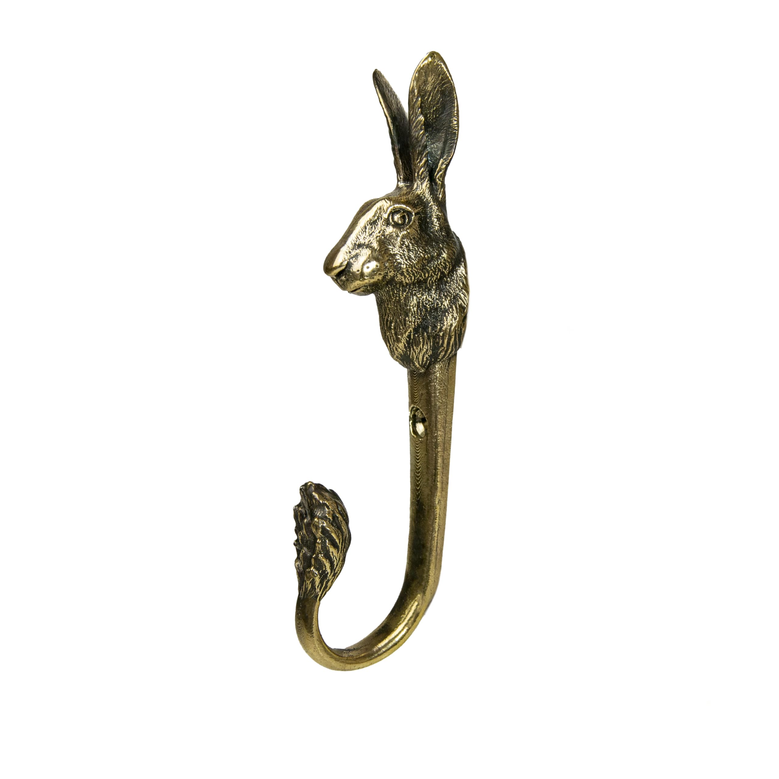 Handmade Brass Wall Hook with Forest Hare Design - Rustic Animal-Themed Decorative Hook for Coats, Towels, Hats & Bags - Unique Home Décor Accent for Entryway, Bathroom or Bedroom Organization