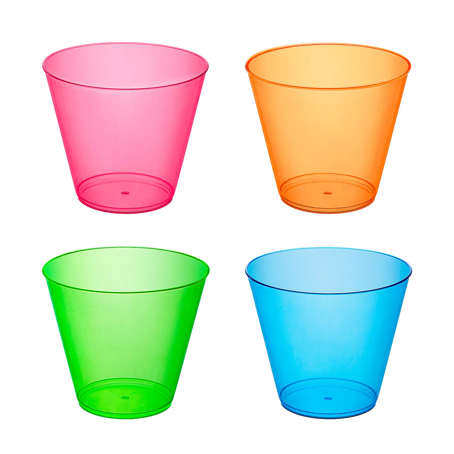 Neon Plastic Party Cups - 50-Pack Assorted Colors for Birthday, Wedding & Outdoor Events - Disposable Drinkware for Celebrations & Gatherings