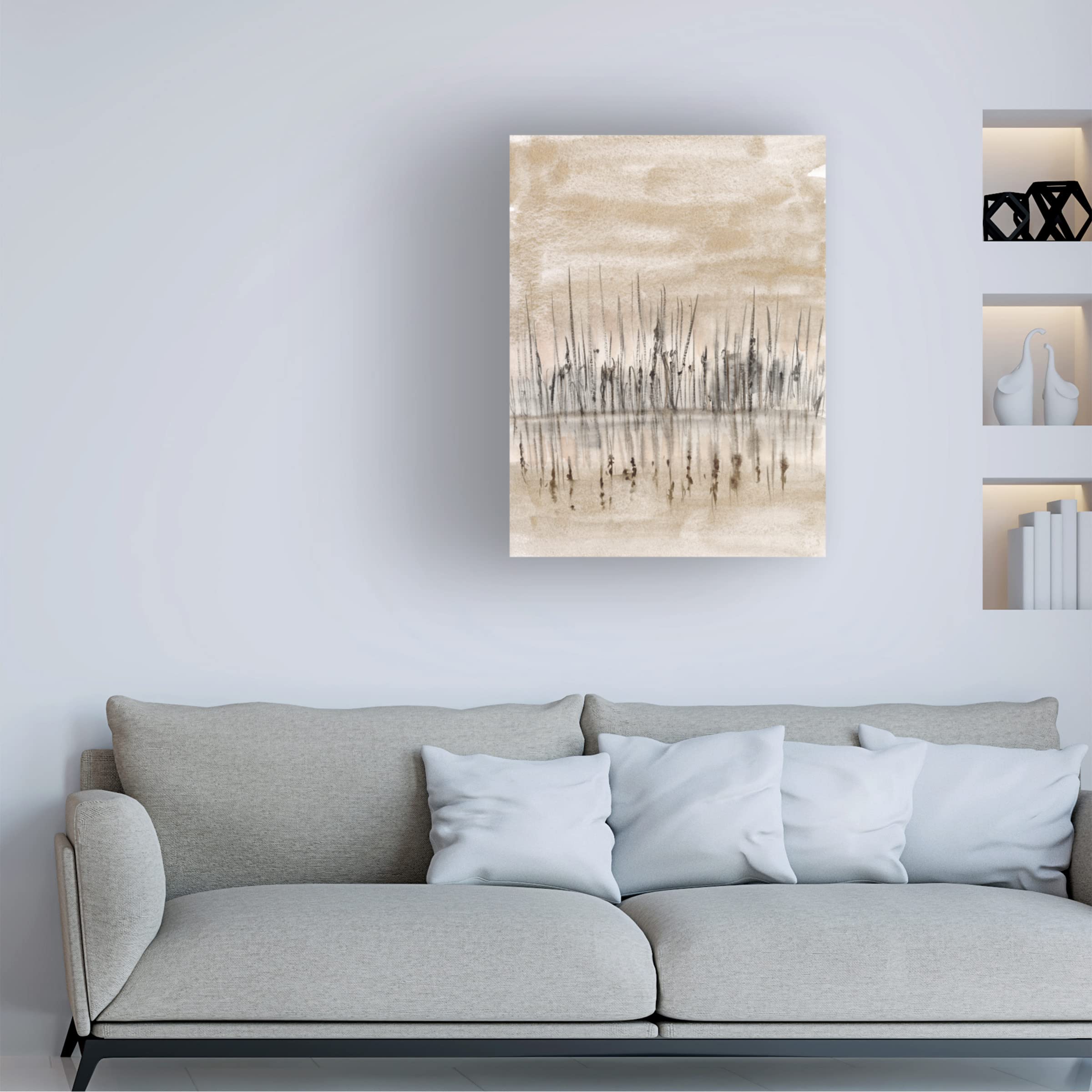 Jennifer Goldberger 'Marshline Reflection II' Canvas Wall Art - Modern Abstract Painting for Living Room, Bedroom & Office Decor