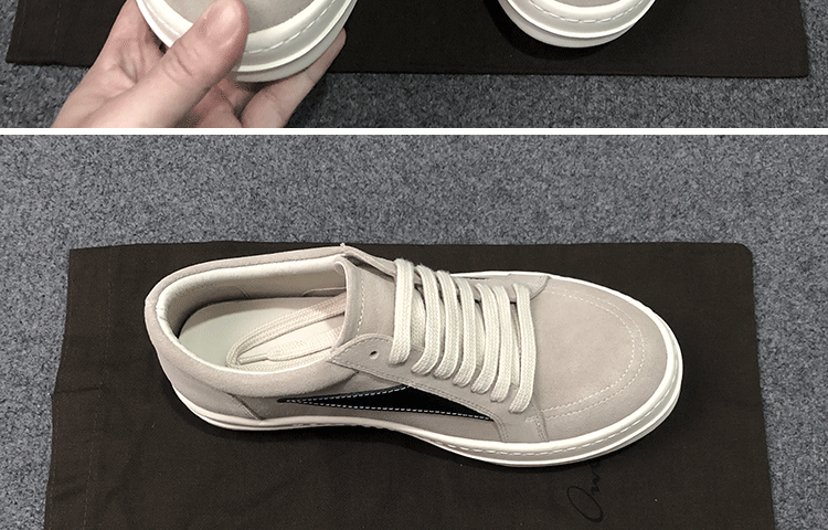 Rick Owens RO 22SS Correct Edition Dark Suede Leather Low Top Sneakers - Men's Luxury Streetwear Shoes for Casual Wear & Fashion Outfits