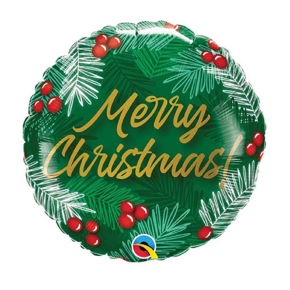 Qualatex 18-Inch Christmas Greens & Berries Foil Balloon - Multicolor Holiday Party Decor for Christmas Tree, Home, Office & Festive Celebrations