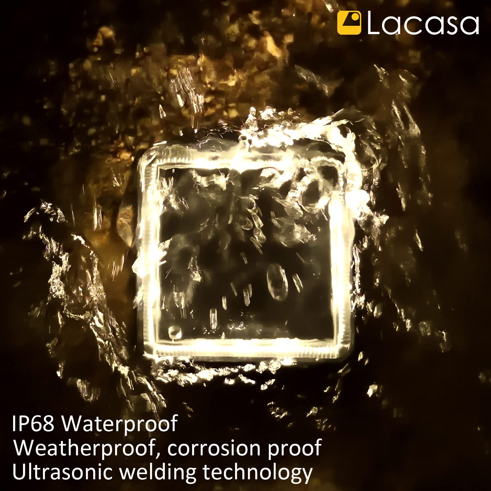 Lacasa Solar Deck Lights - 4 Pack Warm White LED Outdoor In-Ground Lights for Driveway, Walkway, Dock, Pathway | IP68 Waterproof Solar Powered Auto On/Off Step Lights | Perfect for Garden, Yard, Patio, Stairs, Fence and Landscape Lighting