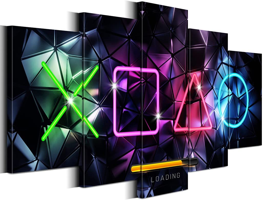 Biufo Gamer Room Wall Art Canvas - Video Game Themed Decor Paintings for Kids & Boys Playroom - Large Size Multi J Print - Perfect for Gaming Room, Bedroom & Teen Hangout Spaces