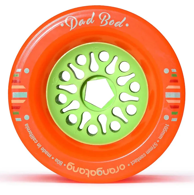 Orangatang Dad Bod Wheels 80A 105mm - 4 Pack Set for Longboard, Cruiser & Downhill Skateboarding - High Performance Urethane Wheels for Smooth Ride & Speed Control