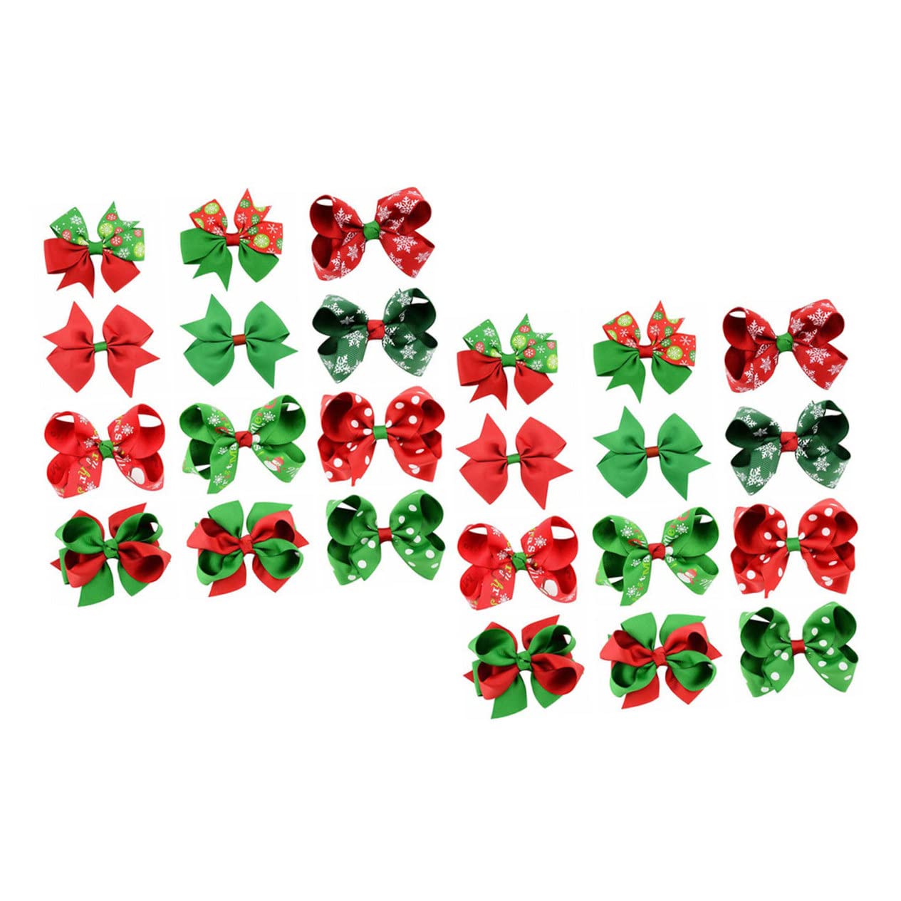 24pcs Christmas Hair Clips for Girls - Red Bows, Reindeer & Snowflake Hair Accessories, Cartoon Bowknot Hair Clips for Kids - Perfect for Holiday Parties, School Events & Christmas Photos