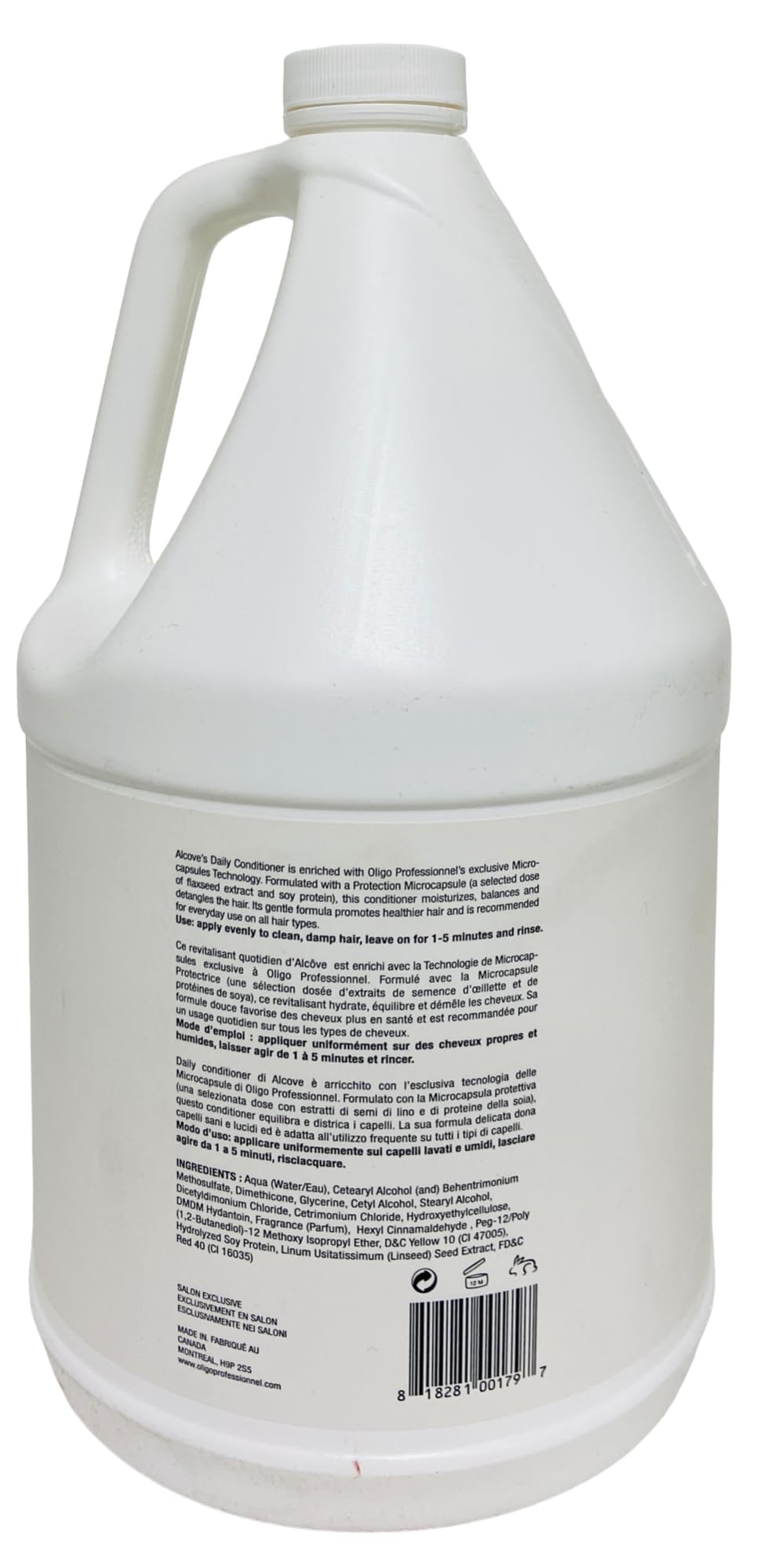 Alcove Daily Conditioner 122 fl oz / 3.6 L - Hydrating & Nourishing Hair Care for Dry & Damaged Hair - Perfect for Daily Use at Home, Salon, or Gym