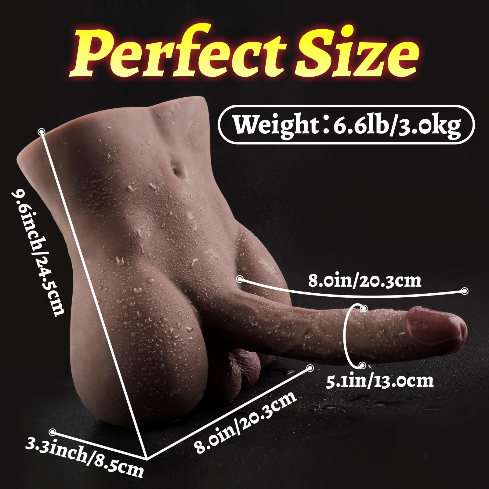 Realistic Black Male Sex Doll with Flexible Dildo & 8in Cock - Tight Anal Hole for Women & Gay Couples - Unisex Masturbator Toy (7lb) - Perfect for Solo Play & Couples Intimacy