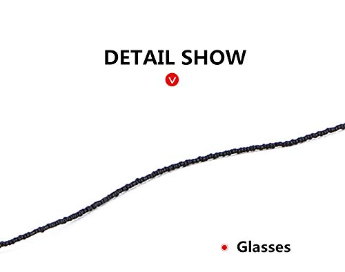 Stylish All Black Eyeglass Chain with Black Beads - Secure Sunglasses & Reading Glasses - Anti-Slip Design by Dhoptical - Perfect for Work, Reading & Outdoor Activities
