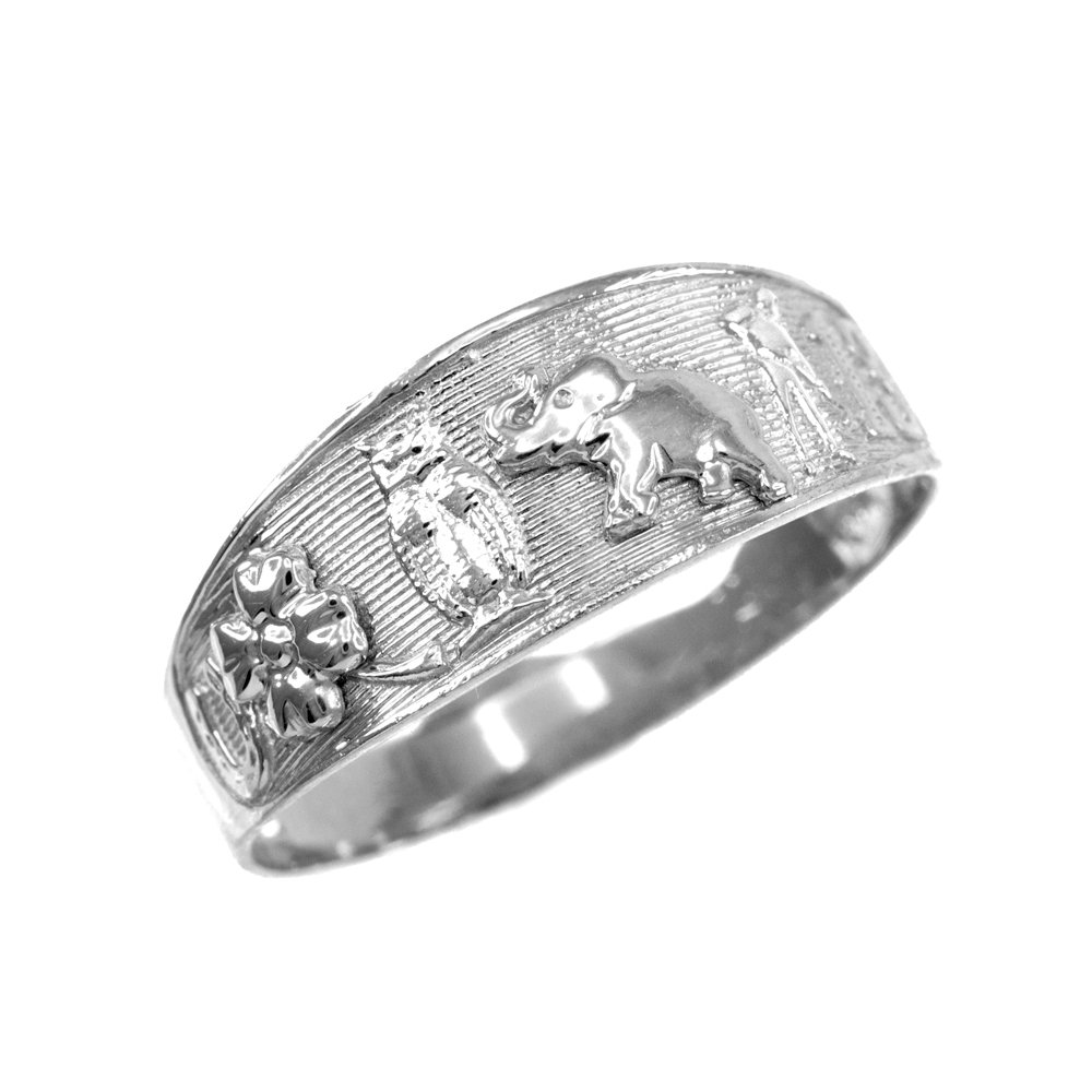 10k White Gold Good Luck Charm Ring for Women - Elegant & Stylish Jewelry for Gifts, Weddings, and Everyday Wear