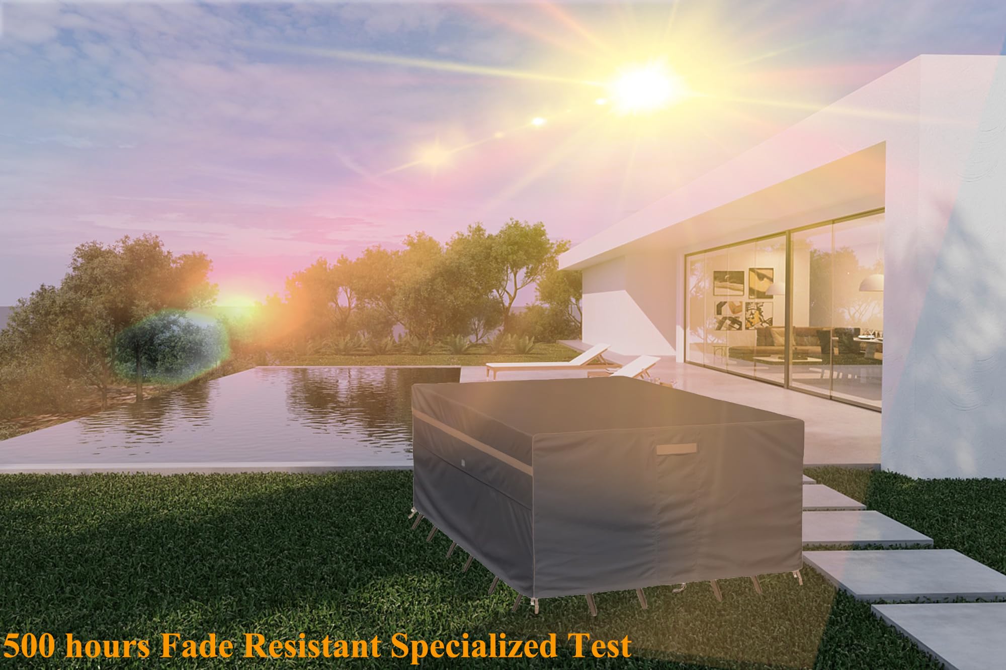 Heavy Duty Waterproof Outdoor Furniture Covers - Fade Resistant Patio Table and Chair Protectors 48x48x28 Inches, Dark Grey - Perfect for Backyard, Deck, Garden, and Poolside Use