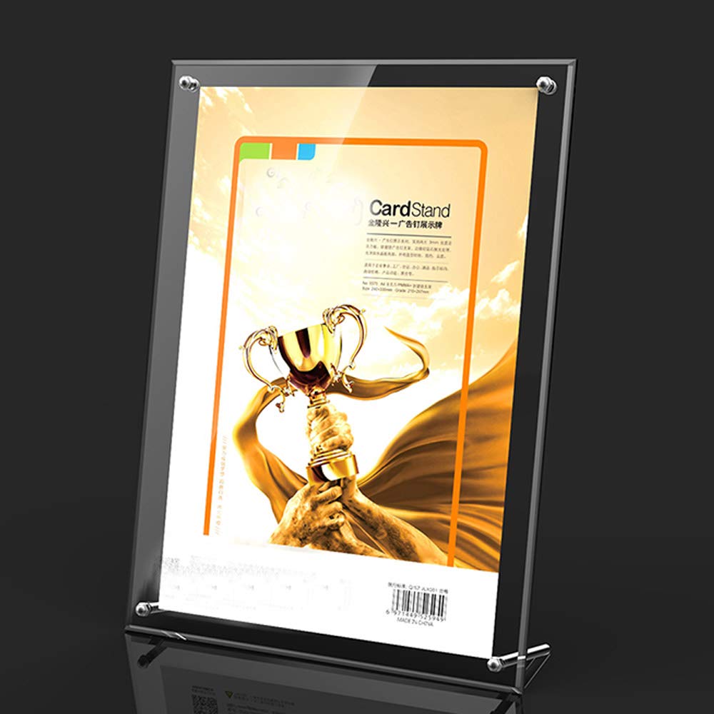 Clear Acrylic Picture Frames with Standoff - A5 Size Tabletop Display for Photos, Certificates, Artwork & Signs | Perfect for Home Decor, Office Presentations & Art Exhibitions
