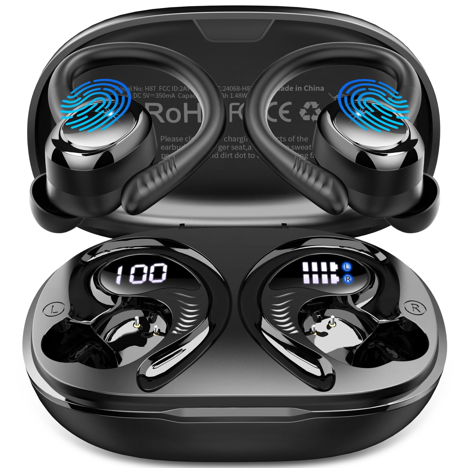 **Wireless Bluetooth 5.4 Earbuds with Earhooks, 50H Playtime & ENC Noise Canceling Mic, IP7 Waterproof Sport Headphones for Running, Gym, Workout – Perfect for Fitness, Commuting & Travel**