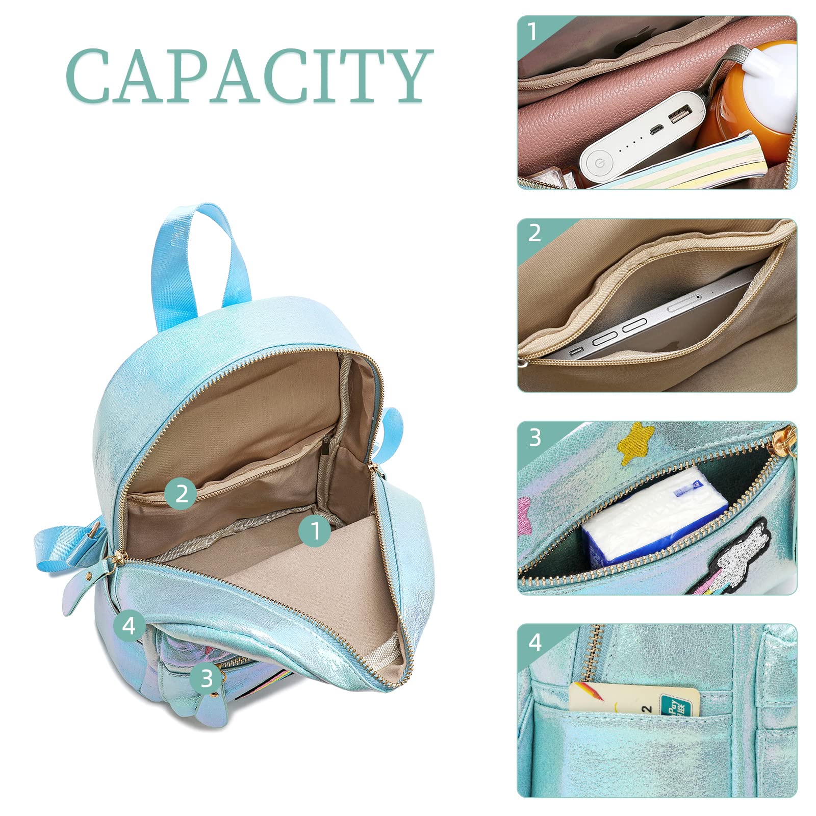 Unicorn Mini Backpack for Girls - Cute Unicorn Themed Kids Backpack for School & Travel (Blue) - Perfect for Preschool, Daycare & Birthday Gifts