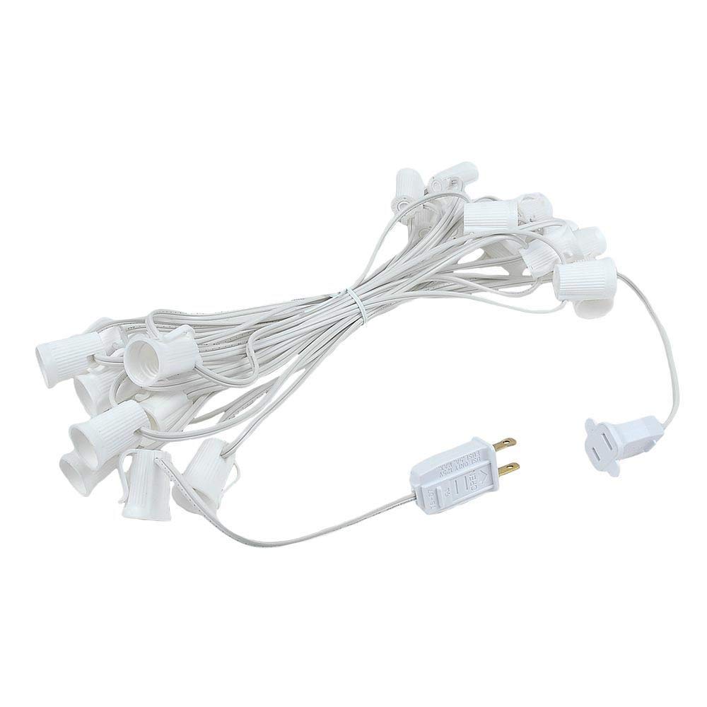 Retro C9 Christmas String Lights - 25 Mini Clear Twinkle Incandescent Bulbs, 25ft White Wire for Indoor & Outdoor Holiday Decor - Perfect for Roof Lines, Patios, Trees & Holiday Party Decorations