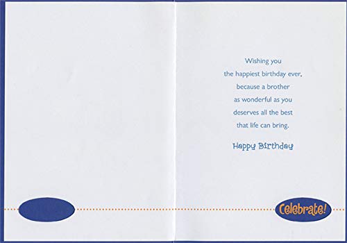 Designer Greetings Orange & Silver Dotted Swirls Birthday Card with Die-Cut Candle Windows - Perfect Gift for Brother's Birthday, Anniversary & Special Occasions