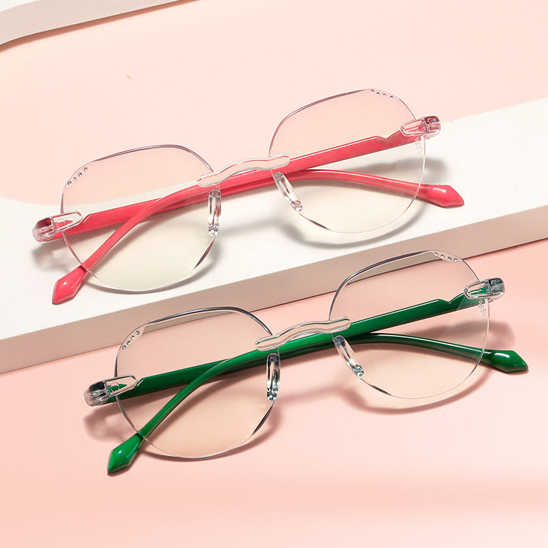 Women's Fashion Rainbow Lightweight Frameless Anti-Blue Light Reading Glasses - Stylish & Comfortable for Work, Study & Screen Time