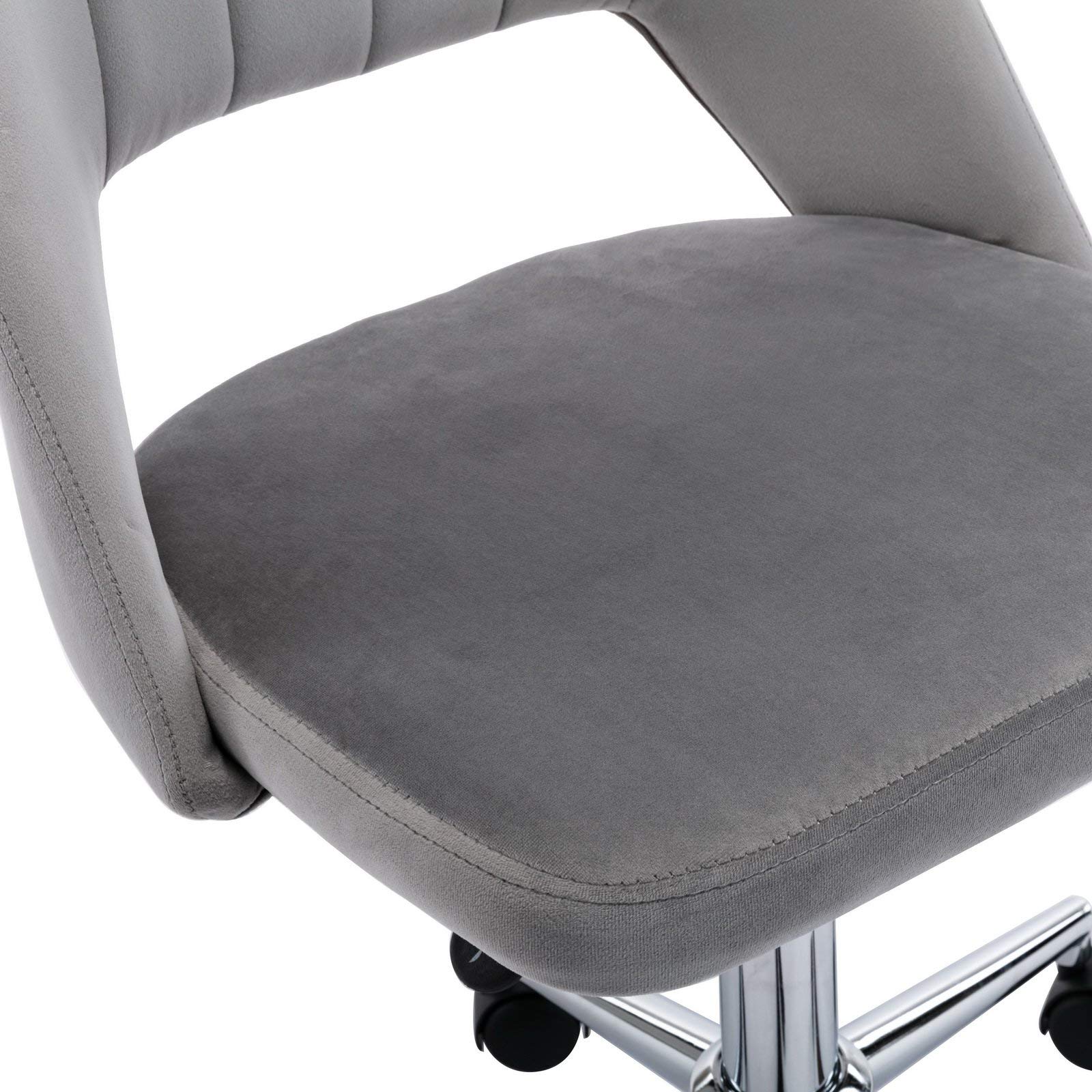 Wahson Grey Velvet Office Chair with Wheels - Swivel Task Chair for Home Office, Vanity Desk & Study - Ergonomic Rolling Computer Chair for Work & Gaming