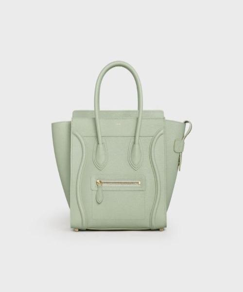 Celine Micro Luggage Handbag in Drummed Calfskin - Light Khaki Luxury Crossbody Bag for Women | Perfect for Work, Travel & Everyday Use