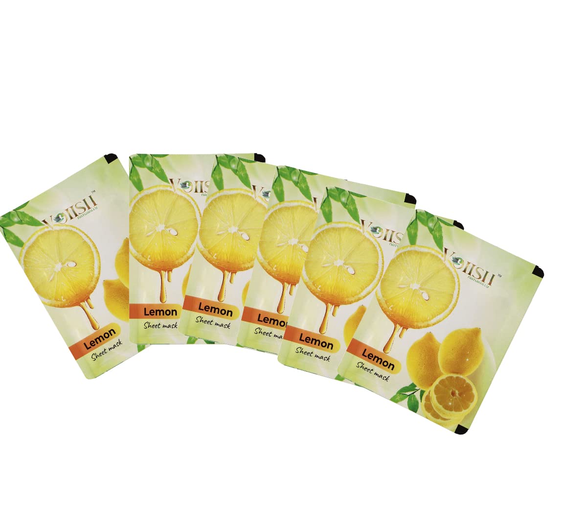 VOIISH Refreshing Deep Cleansing & Exfoliating Face Mask - Anti Dark Spots Treatment for Clear & Glowing Skin - Brightening Lemon Facial Mask (Pack of 6) | Perfect for Daily Skincare Routine & Spa Night at Home