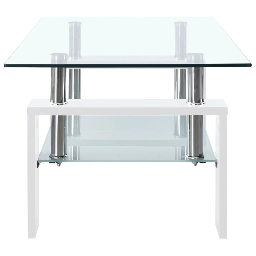Modern Coffee Table with Storage - 2-Tier Tempered Glass Center Table for Living Room (37.4