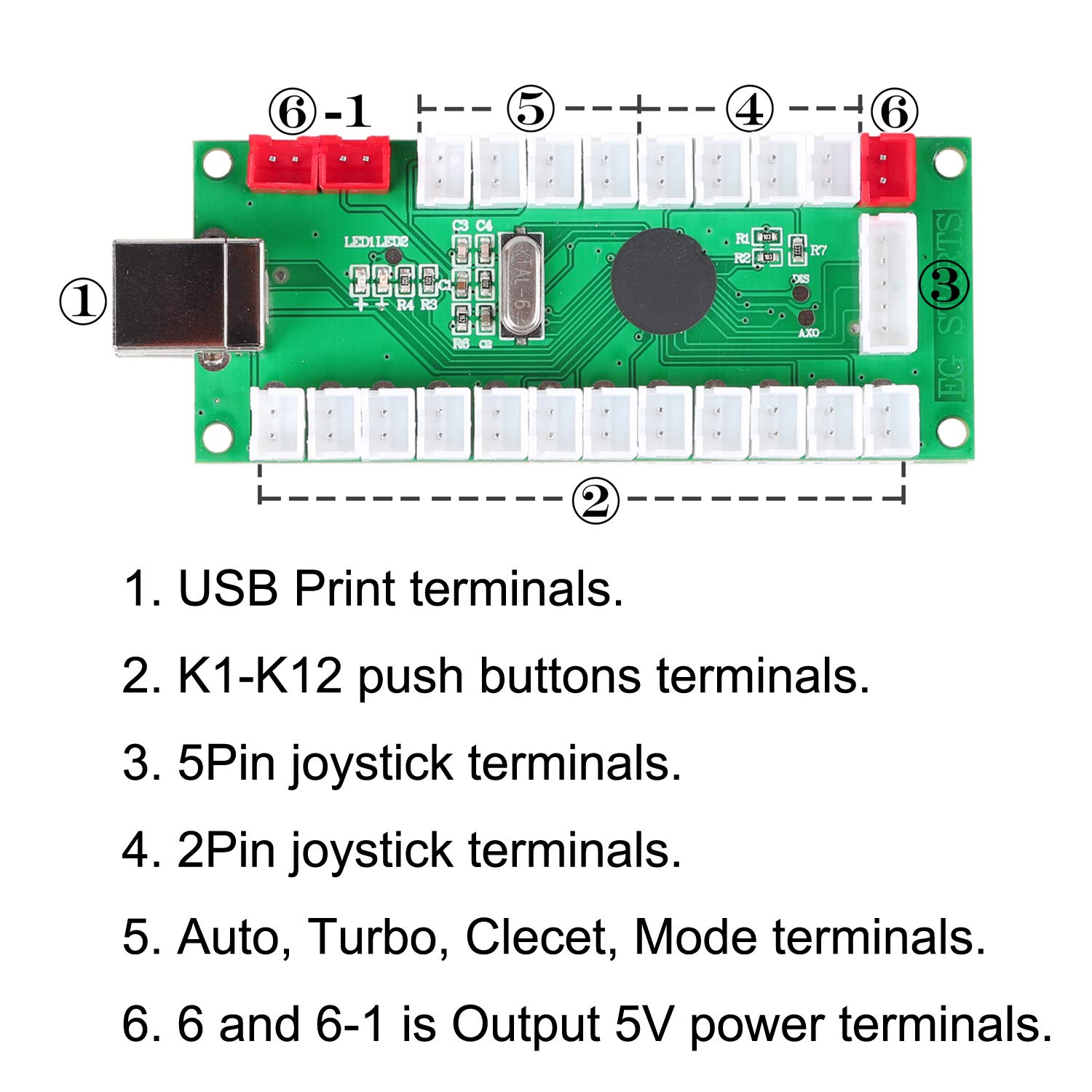Zero Delay USB Encoder for PC Arcade Games - Compatible with 2-Pin Joystick & Happ Push Buttons - Perfect for DIY Arcade Sticks, Retro Gaming Consoles & MAME Cabinets