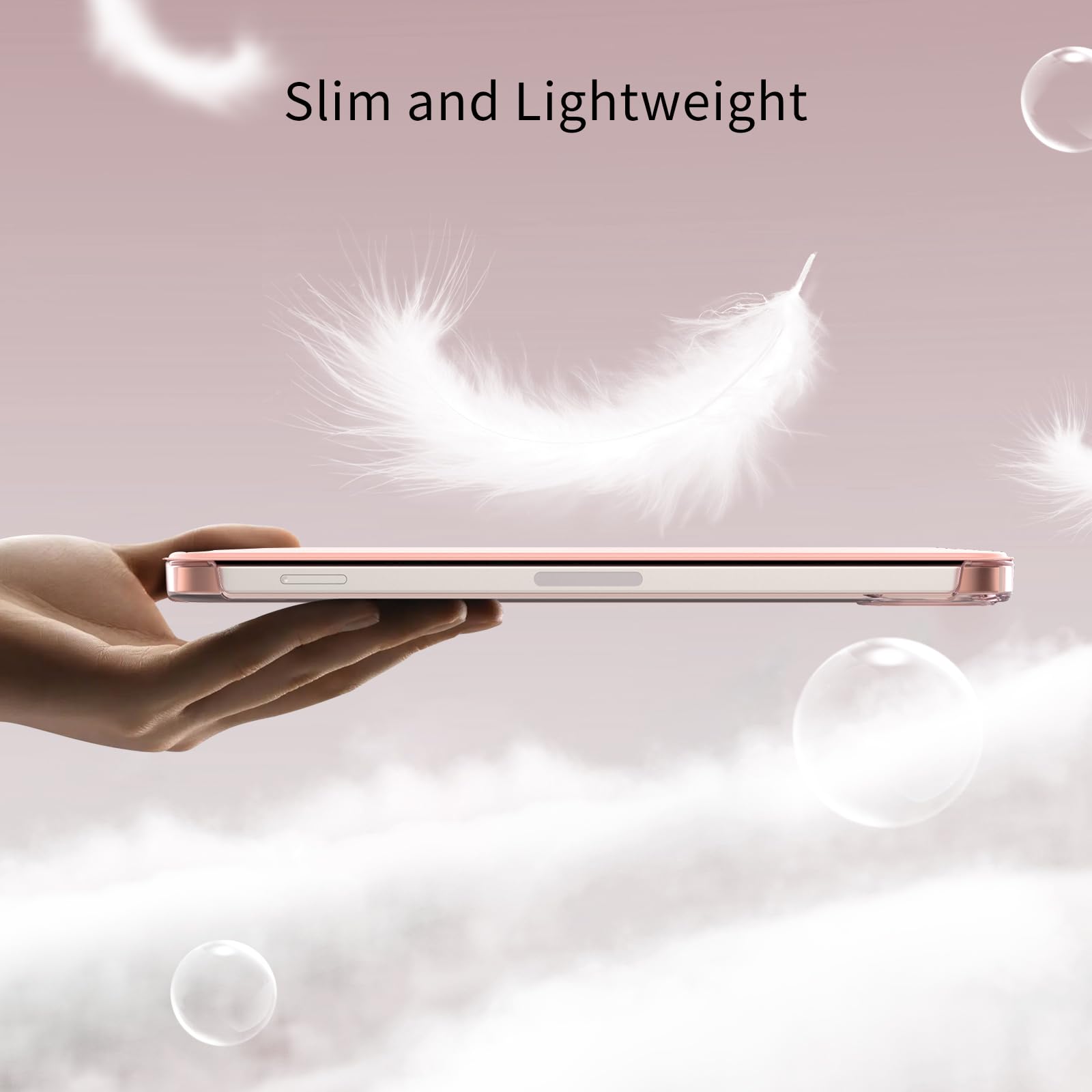 MoKo Slim Lightweight iPad Mini 7 (A17 Pro) & iPad Mini 6 Case - 8.3 Inch Protective Hard Back PC Shell Cover with Auto Wake/Sleep & Touch ID Support - Apricot Orange - Perfect for Work, Travel & Everyday Use