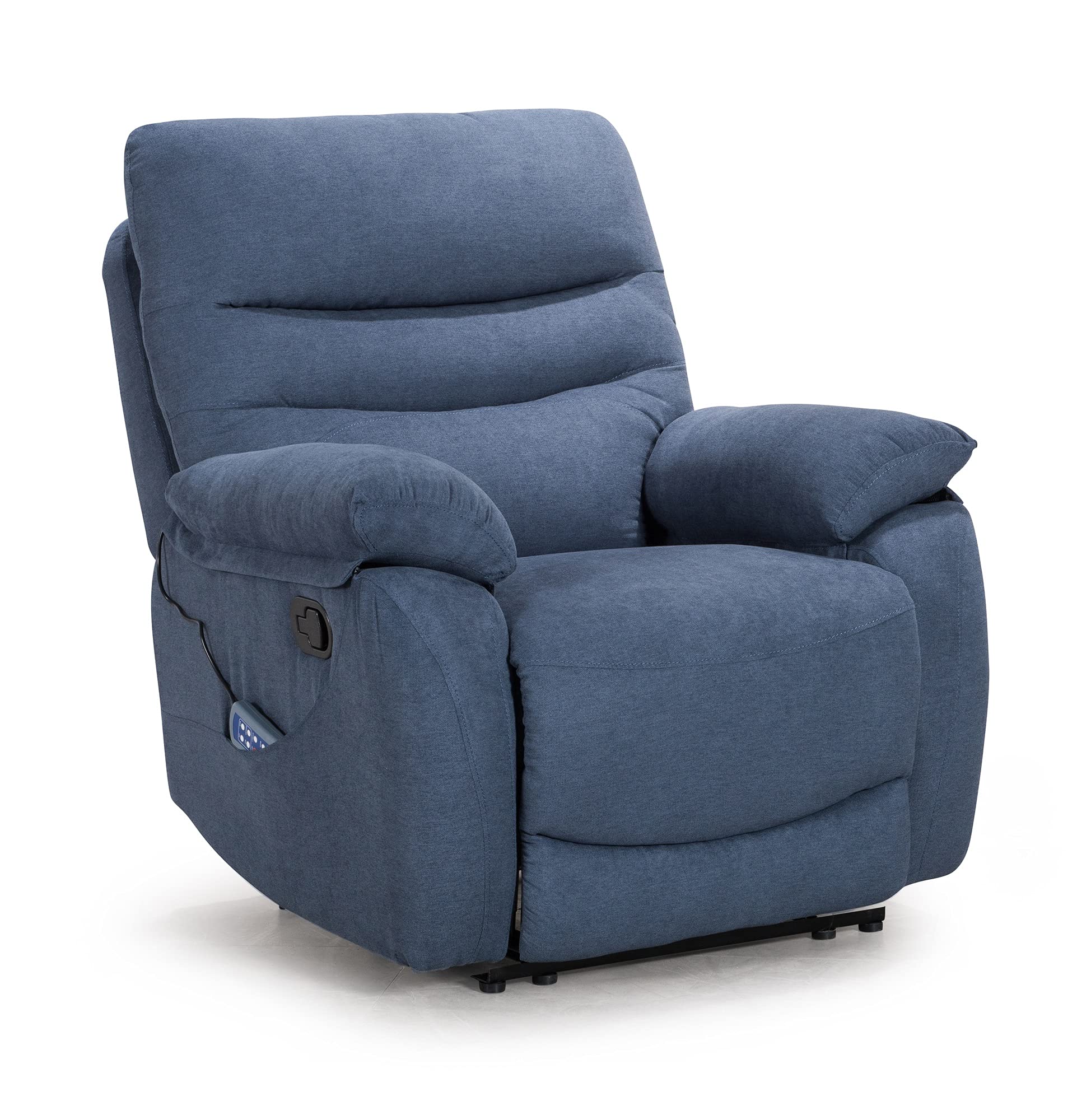 LSHIRT Soft Fabric Manual Recliner Sofa with Massage & Heat Function - Easy Assembly Blue Living Room Furniture for Relaxation & Comfort