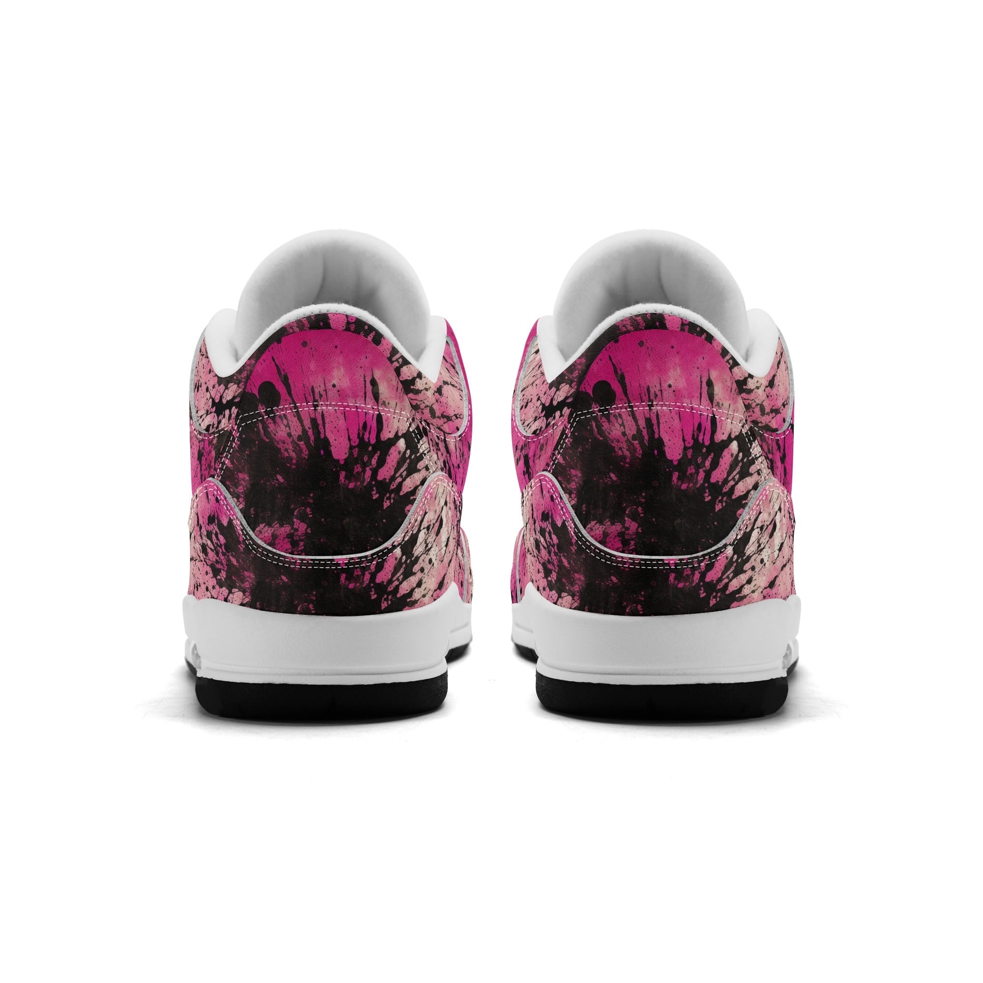 Pink Burst Women's High Top Retro Leather Basketball Sneakers - Vintage Style Athletic Shoes for Casual Wear, Street Fashion & Court Performance