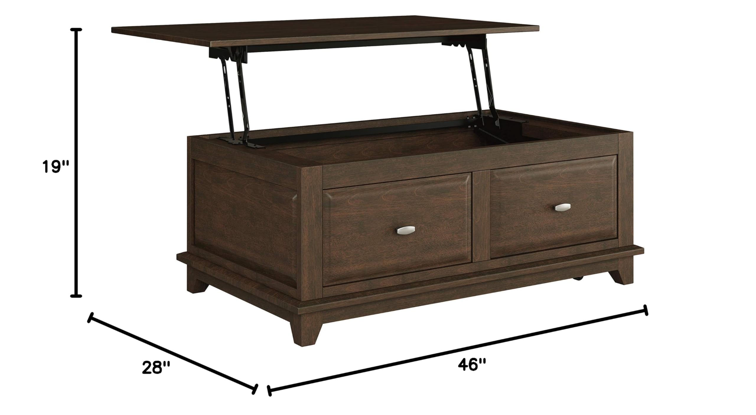 Lexicon Terza Lift-Top Coffee Table - Brown Cherry Finish, Modern Lift-Top Design with Storage Space for Living Room, Office, or Small Spaces