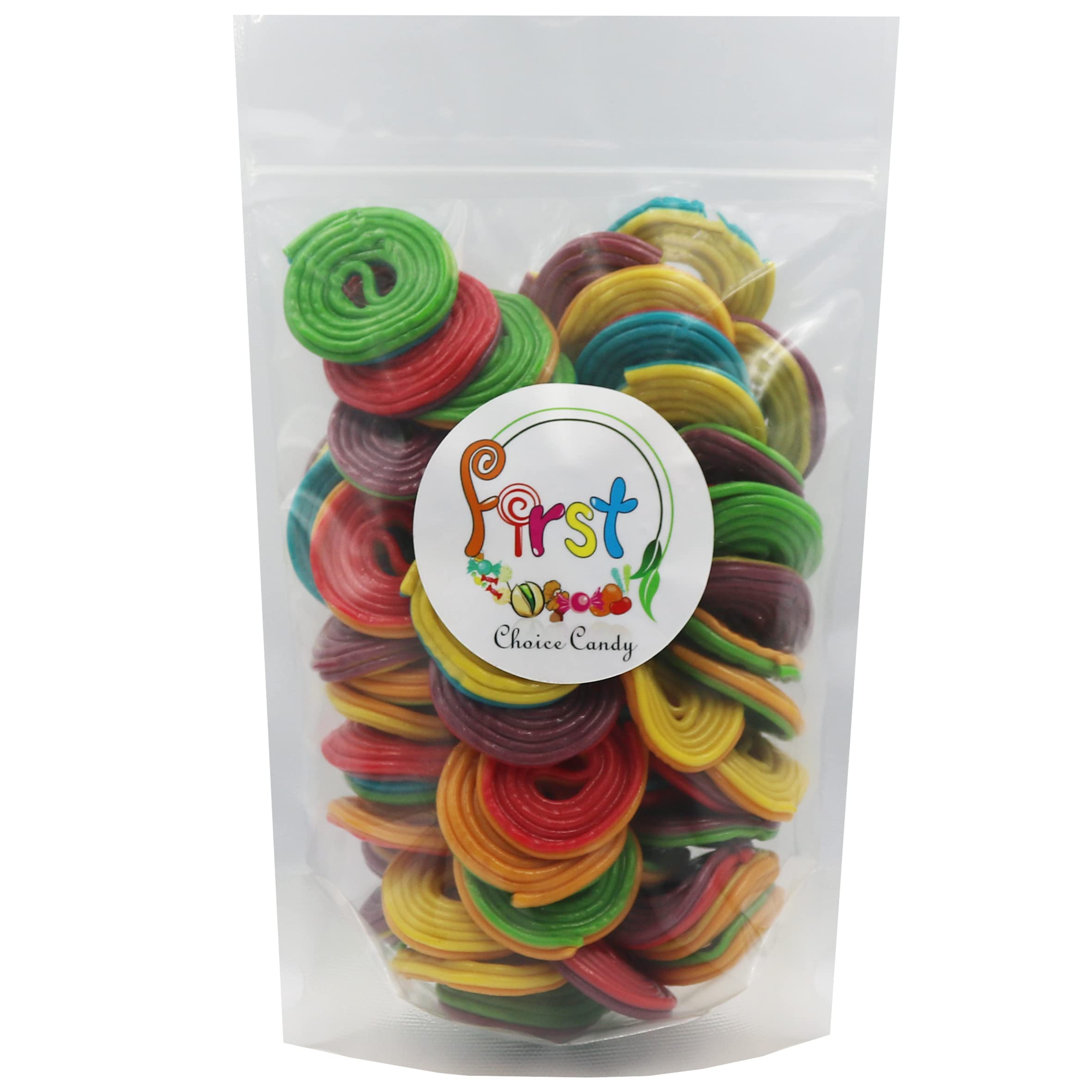FirstChoiceCandy Licorice Wheels Gummy Candy - Two Faced Rainbow Flavor - 2 Pound Bulk Bag - Perfect for Halloween, Birthday Parties & Movie Night Snacks