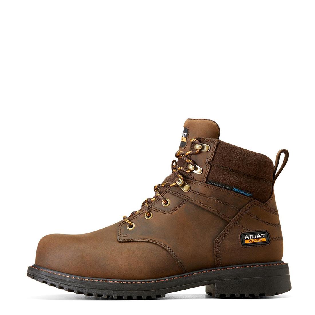 RigTEK 6 Inch Composite Toe CSA Certified Waterproof Work Boots for Men - Oil & Slip Resistant, Distressed Brown - Ideal for Construction, Warehouse & Outdoor Jobs