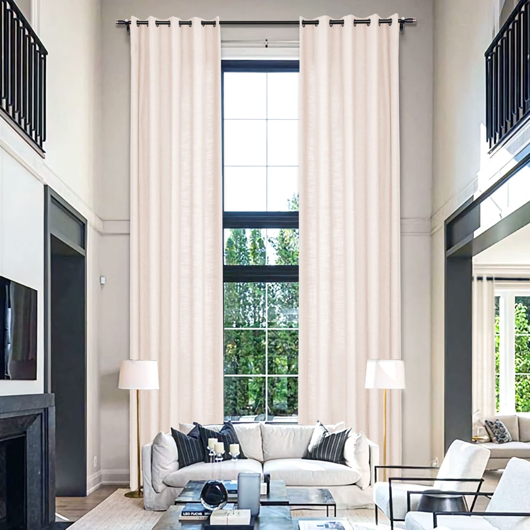 Natural Linen Extra Long Grommet Curtain Panels - 2 Panels 50