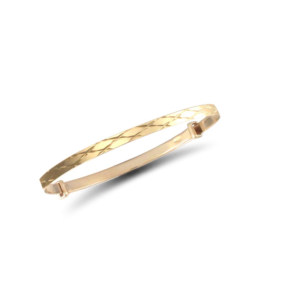 Jewelco London 9ct Solid Yellow Gold Diamond-Cut 2.5mm Adjustable Baby Bangle Bracelet - Perfect for Newborn Gifts, Christenings & Special Occasions