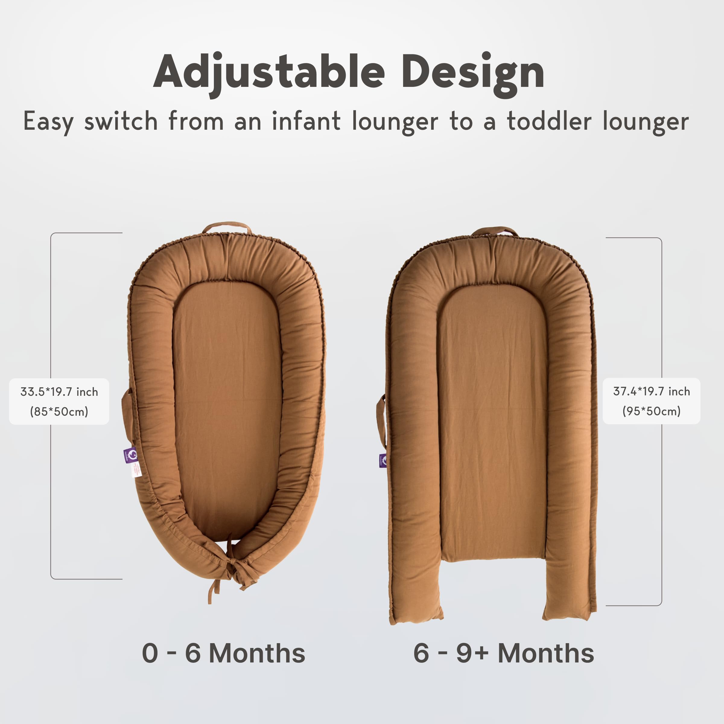 **Soft & Breathable Infant Lounger - 100% Cotton Baby Nest Cover for Newborns 0-12 Months | Portable Travel Bed for Boys & Girls | Perfect for Nursery, Travel & Co-Sleeping (Brown, Cotton)**
