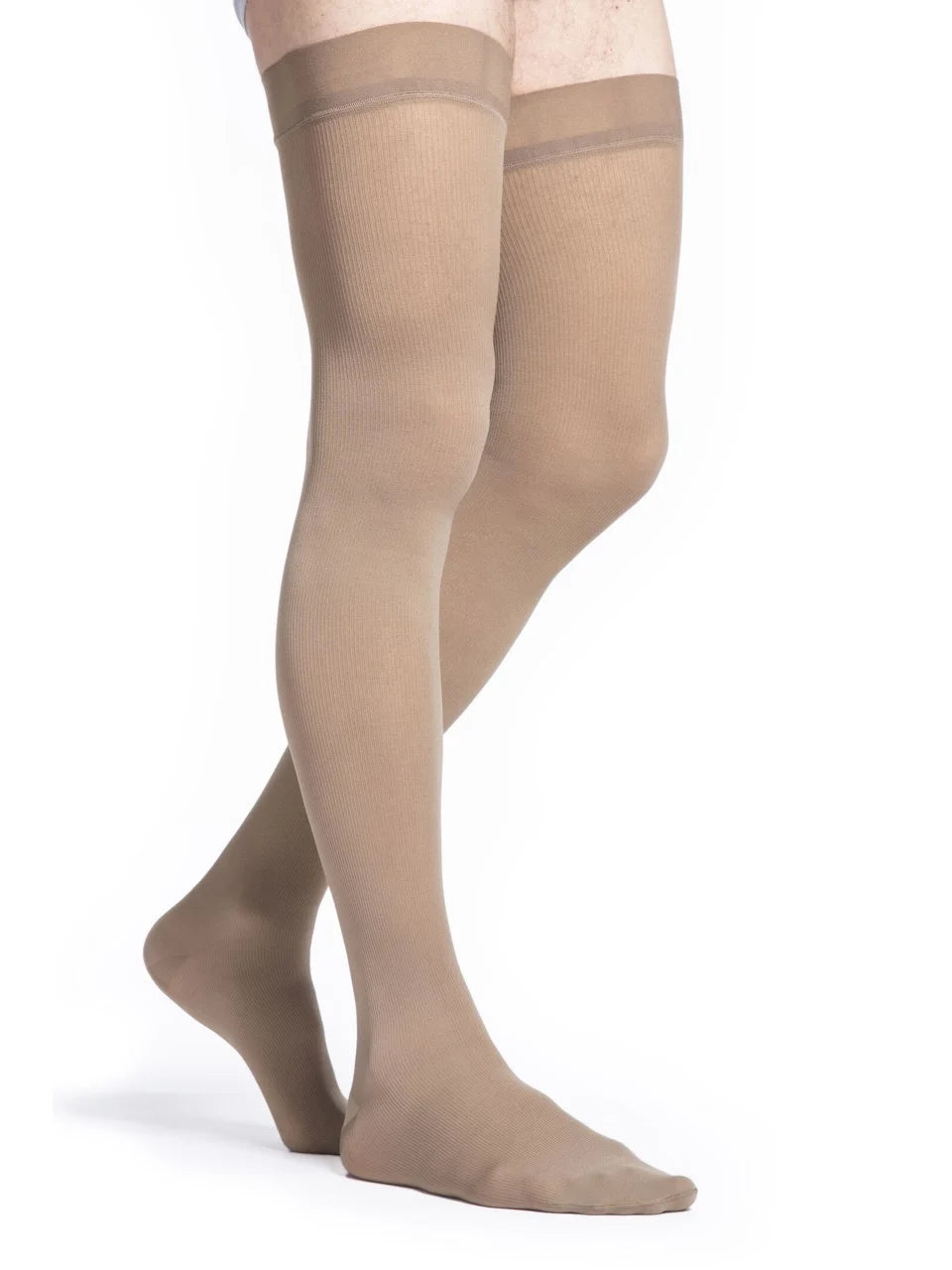 Sigvaris Style Microfiber Thigh High Compression Stockings 30-40 mmHg for Men with Grip Top - Perfect for Travel, Varicose Vein Relief & Medical Support
