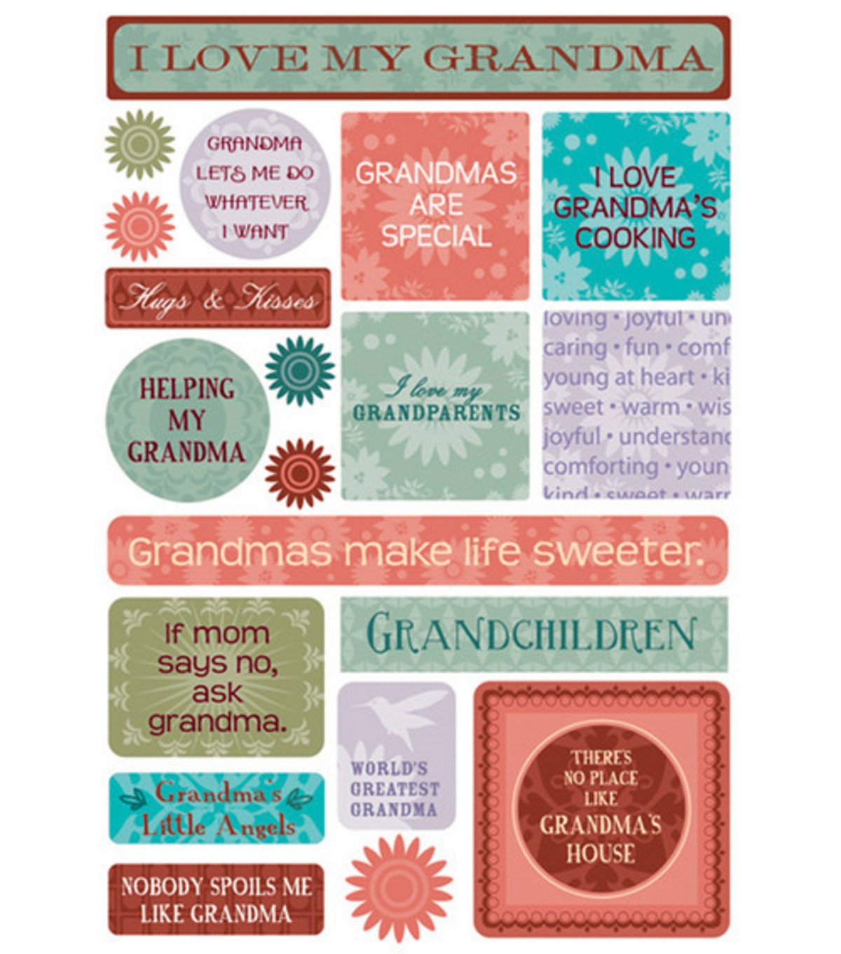 Karen Foster Cardstock Stickers - My Grandma | Premium Scrapbooking Stickers for DIY Greeting Cards, Photo Albums & Memory Books | Perfect for Grandparents Day Gifts & Family Craft Projects