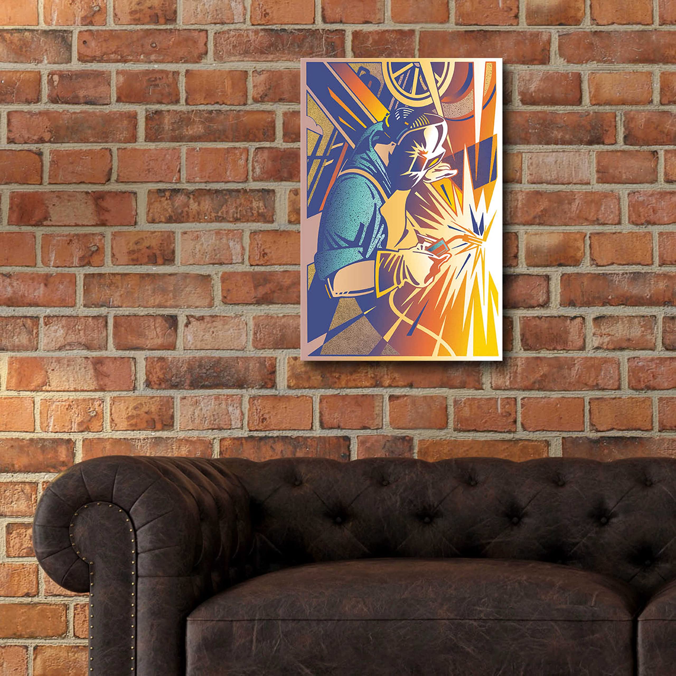 Epic Art 'Welder's Spark' by David Chestnutt - 16x24 Inch Acrylic Glass Wall Art Painting - Modern Home & Office Decor for Living Room, Bedroom, or Workspace