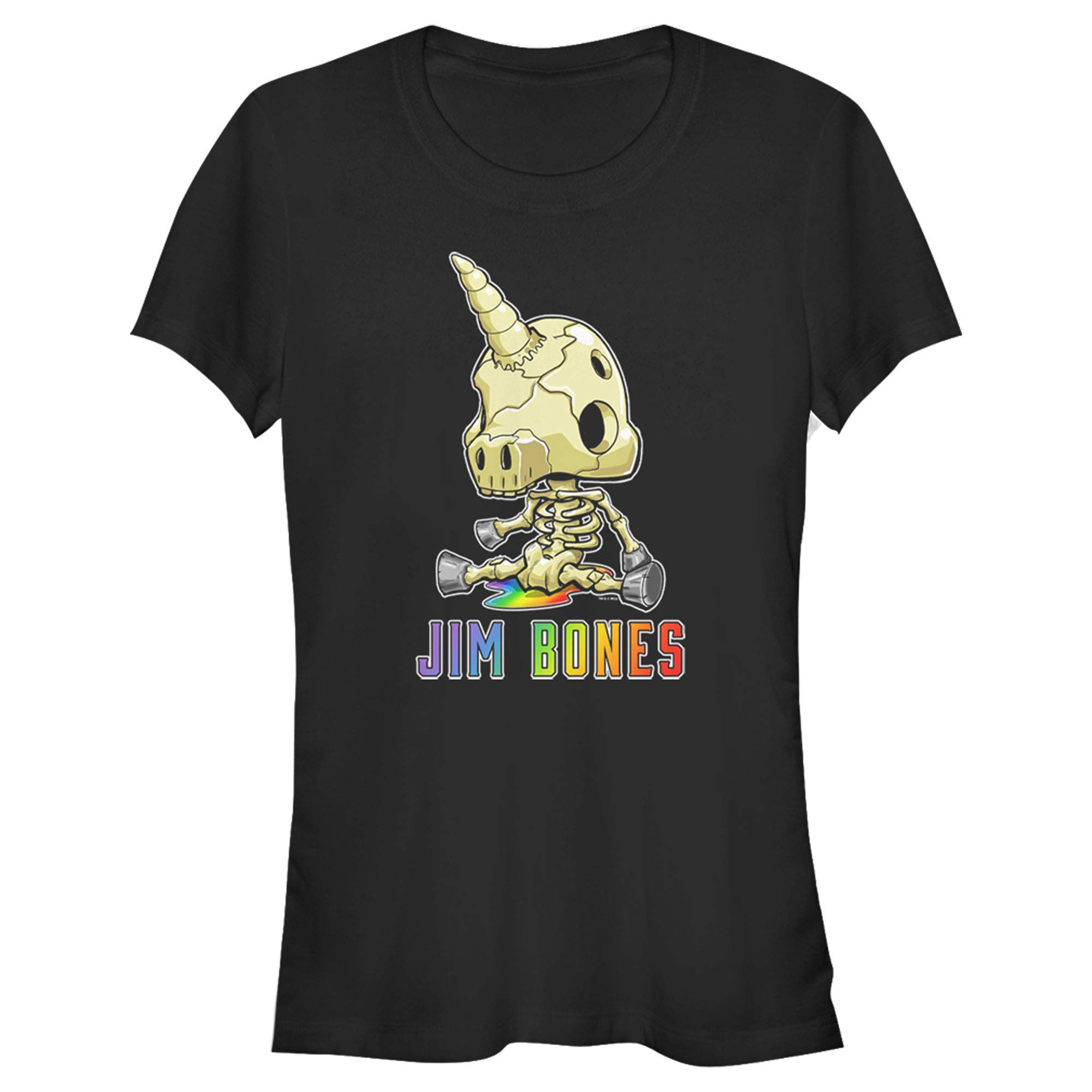 Junior's R.I.P. Rainbows in Pieces Jim Bones Unicorn Graphic T-Shirt for Kids - Soft Cotton Tee for Casual Wear, Halloween Costumes & Unicorn-Themed Parties